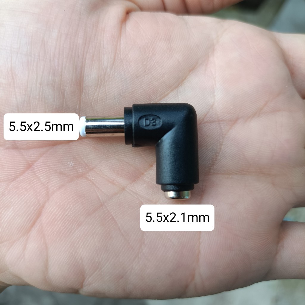 Đầu chuyển nguồn vuông góc 5.5x2.1mm sang 5.5x2.1mm và 5.5x2.5mm