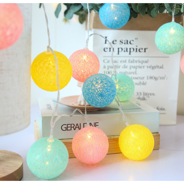 Đèn banh vải cotton ball LE17 trang trí noel, giáng sinh