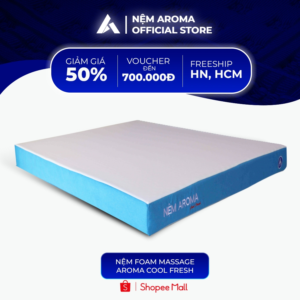 Nệm Foam Massage Aroma Cool Fresh - Công Nghệ Mới Vải Gấm Sợi Lạnh - Êm Đàn Hồi Nâng Đỡ Cột Sống