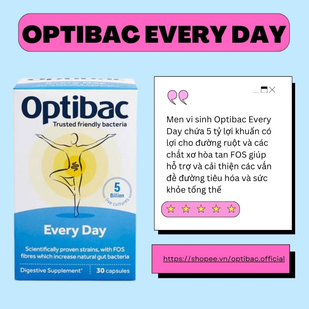 Men Vi Sinh Optibac Probiotics Every Day - Bảo Vệ Và Nâng Cao Sức Khỏe Đường Ruột Và Tăng Đề Kháng, Hộp 30 Viên