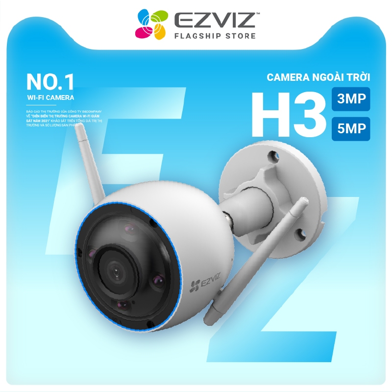 Camera Wifi Ngoài Trời EZVIZ H3 3MP 2K Siêu Nét Tích Hợp AI Nhận Diện Người Và Xe, Màu Ban Đêm, Đàm Thoại 2 Chiều - Hàng