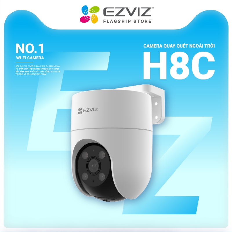 Camera Wifi Ezviz Ngoài Trời H8C 4MP/3MP 2K Quay 360 độ, đàm thoại 2 chiều, Ghi Hình Màu