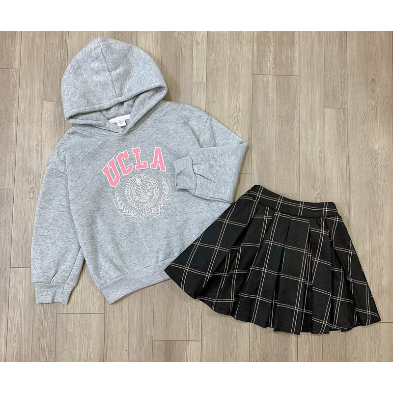 Bộ nỉ hoodie UCLA chân váy caro- HÀNG SALE KHÔNG ĐỔI TRẢ