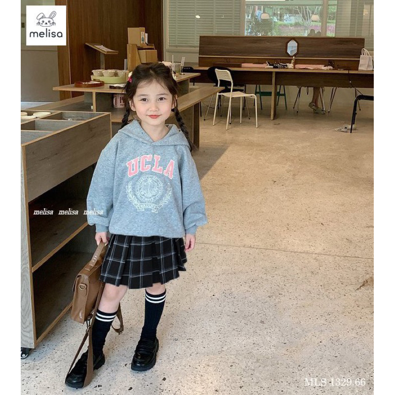 Bộ nỉ hoodie UCLA chân váy caro- HÀNG SALE KHÔNG ĐỔI TRẢ