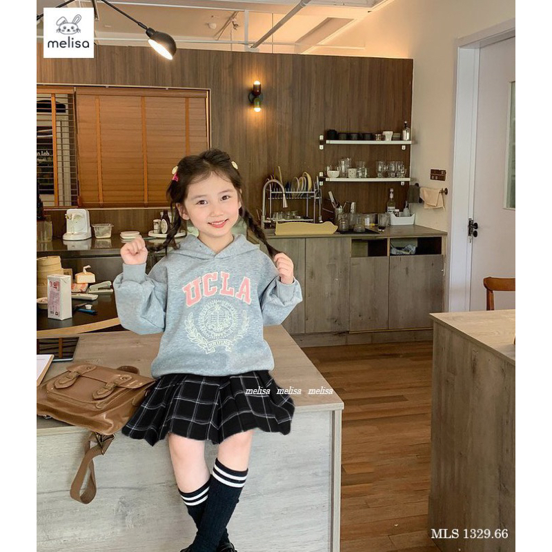 Bộ nỉ hoodie UCLA chân váy caro- HÀNG SALE KHÔNG ĐỔI TRẢ
