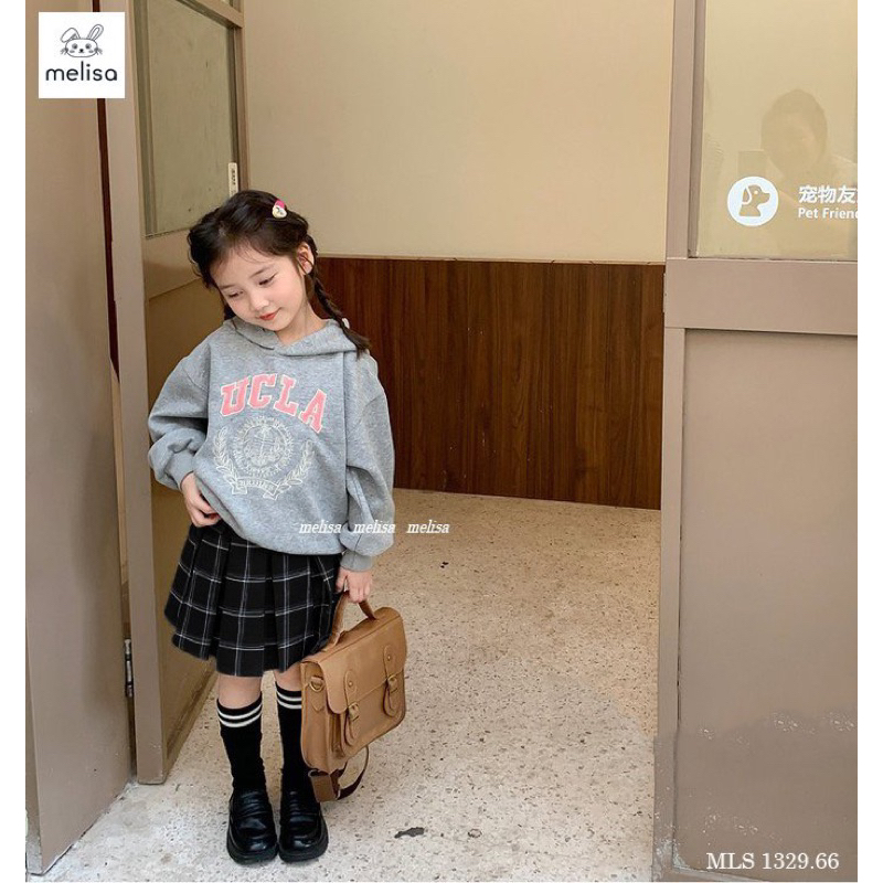 Bộ nỉ hoodie UCLA chân váy caro- HÀNG SALE KHÔNG ĐỔI TRẢ