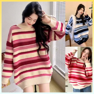  Áo len nữ Montoghi THU ĐÔNG loại 1 TAY DÀI sọc 2 MÀU HỒNG XANH DÁNG RỘNG Hàn Quốc xinh - L2M