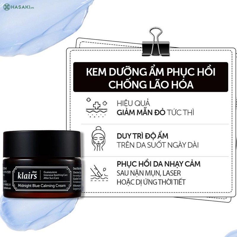 Kem dưỡng phục hồi da Klairs Midnight Blue Calming Cream hàng chính hãng lỗi 1 đổi 1