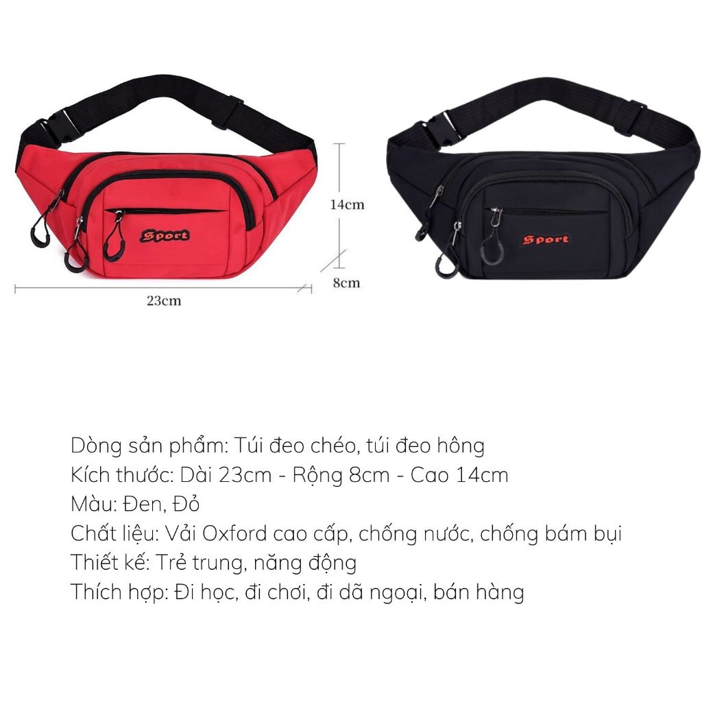 Túi Bao Tử Đeo Hông Sport, Túi Đeo Chéo Nam Nữ Thời Trang Tiện Lợi Phong Cách 2022