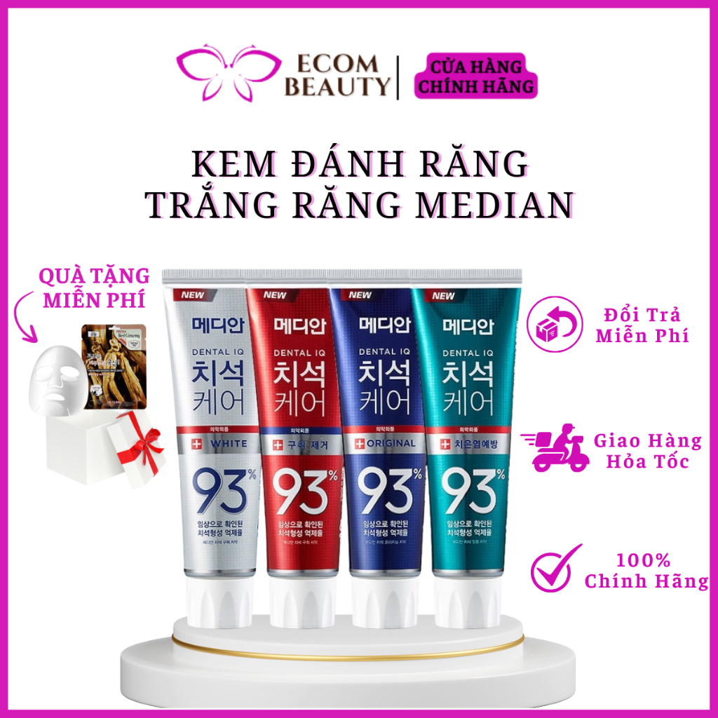 Kem đánh răng MEDIAN Dental IQ 93% Hàn Quốc 120g - Kem đánh răng trắng răng bảo vệ nướu, chăm sóc răng miệng hiệu quả