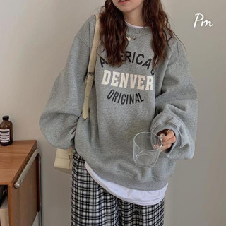Áo nỉ bo họa tiết chữ DENVER nỉ lót bông dày dặn tay bồng