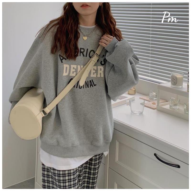 Áo nỉ bo họa tiết chữ DENVER nỉ lót bông dày dặn tay bồng