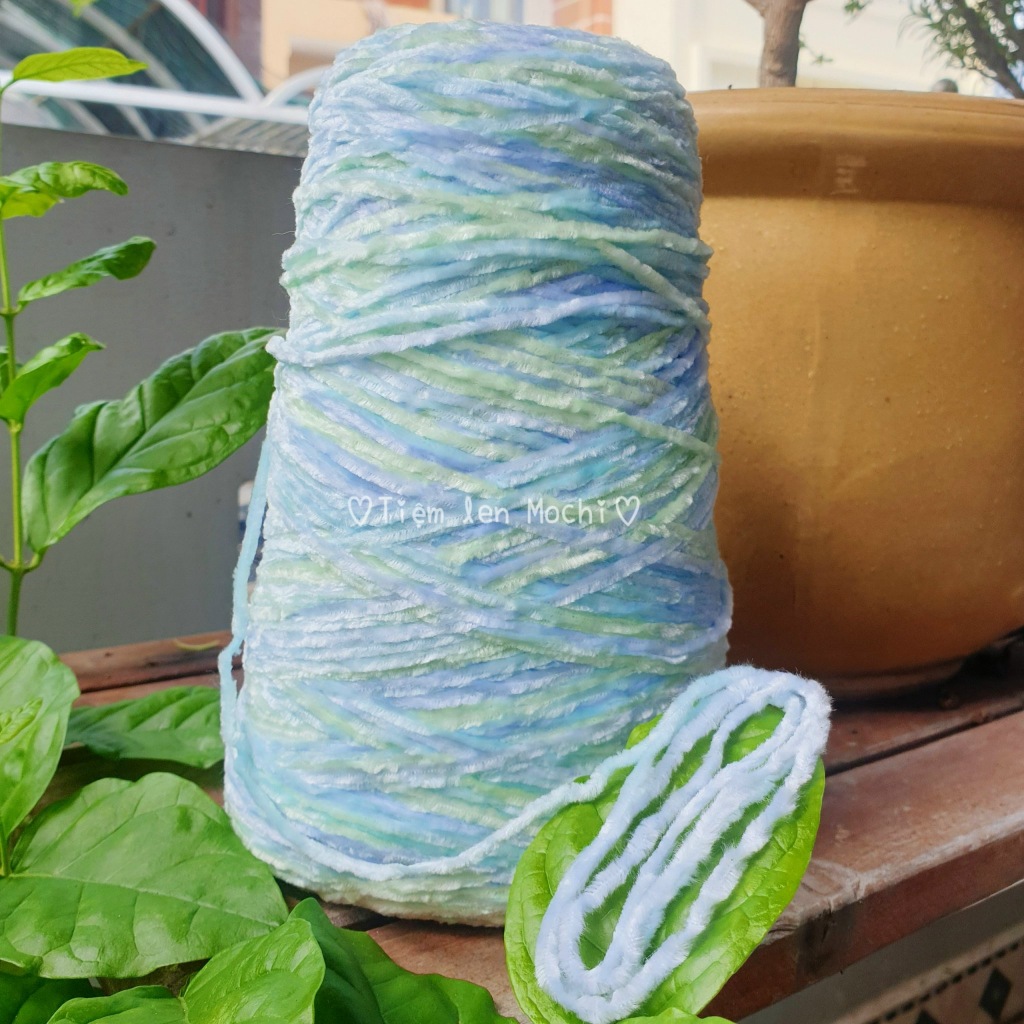 Len nhung đũa màu loang cầu vồng pastel móc áo, túi