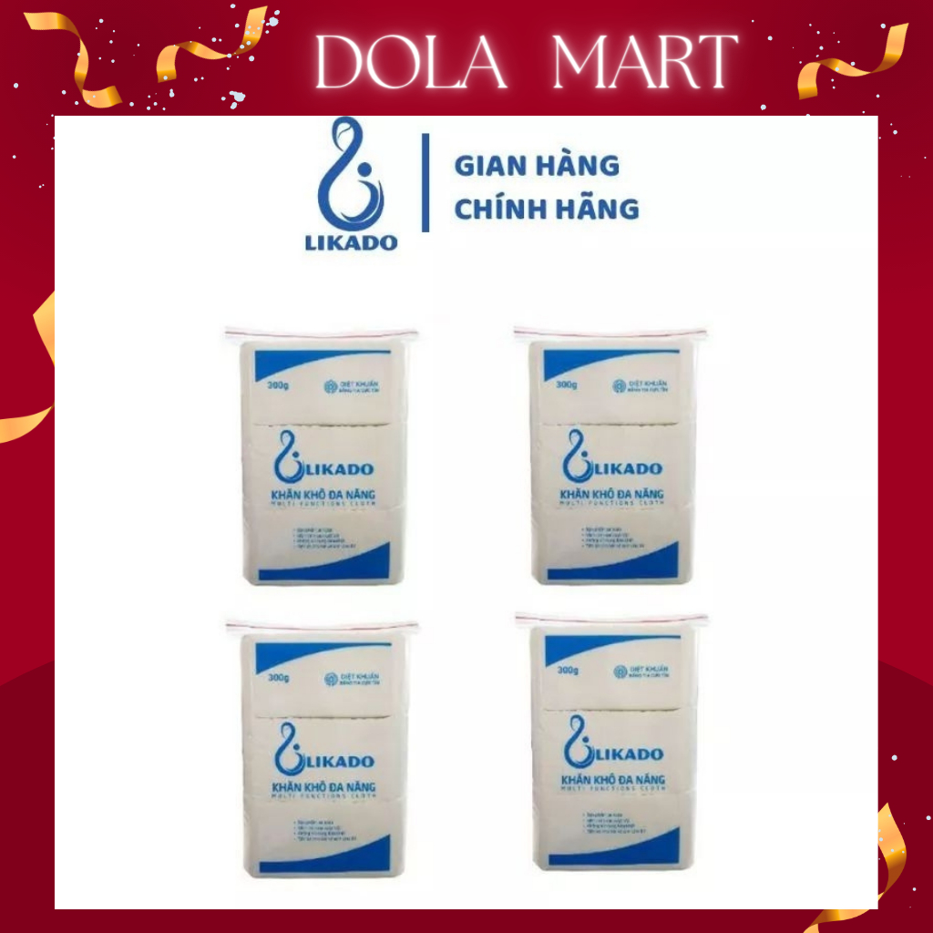 Khăn khô đa năng, khăn vải khô đa năng likado túi 300gr an toàn cho trẻ sơ sinh , tiện lợi thấm hút nhanh