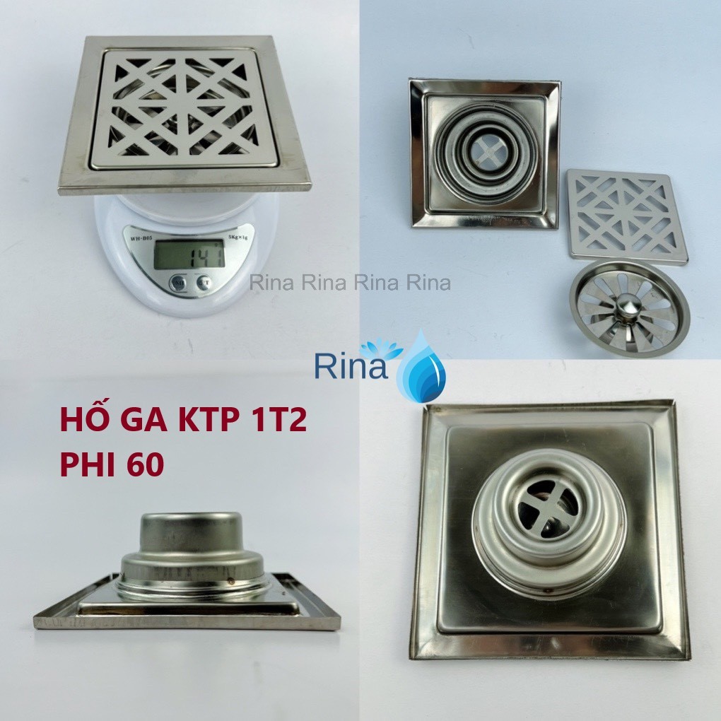 Hố ga thoát sàn chống hôi inox mỏng Rina LR05 mỏng 1T2, 1T5, 2T  Phễu thoát nước sàn nhà tắm
