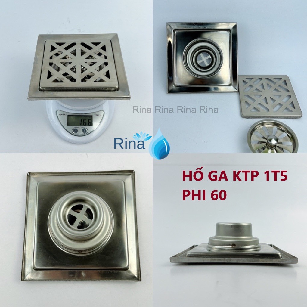 Hố ga thoát sàn chống hôi inox mỏng Rina LR05 mỏng 1T2, 1T5, 2T  Phễu thoát nước sàn nhà tắm