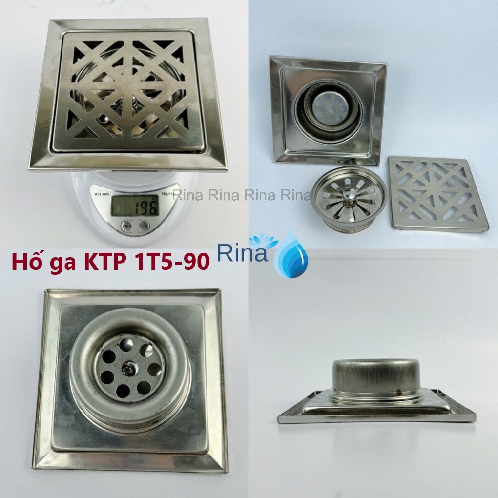 Hố ga thoát sàn chống hôi inox mỏng Rina LR05 mỏng 1T2, 1T5, 2T  Phễu thoát nước sàn nhà tắm