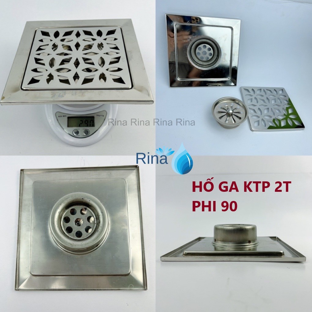Hố ga thoát sàn chống hôi inox mỏng Rina LR05 mỏng 1T2, 1T5, 2T  Phễu thoát nước sàn nhà tắm