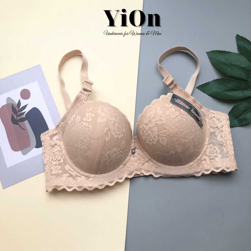 Áo Lót Ren Thái Bigsize Quả Lớn Có Gọng Mút Mỏng Nâng Ngực YiOn Underwear T2417