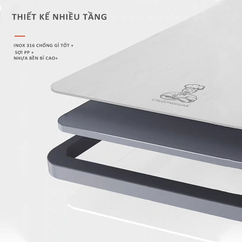 Thớt Inox 316 Kháng Khuẩn Cao Cấp Vệ Sinh Dễ Dàng Thớt Inox Thớt Thái Thớt Nhà Bếp Bền Bỉ Có Khung Treo