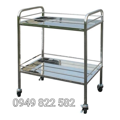 Xe đẩy inox 2 tầng ,khay inox dày 1mm (xe tiêm)