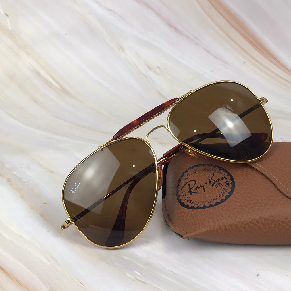 Rayban Chromax USA 3 Cầu . Chân và câu đồi mồi . Tròng nâu trà