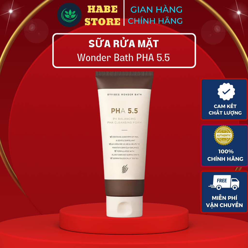 Sữa Rửa Mặt Cho Da Nhạy Cảm Byvibes Wonder Bath PHA 5.5 Tạo Bọt Dịu Nhẹ 130ml