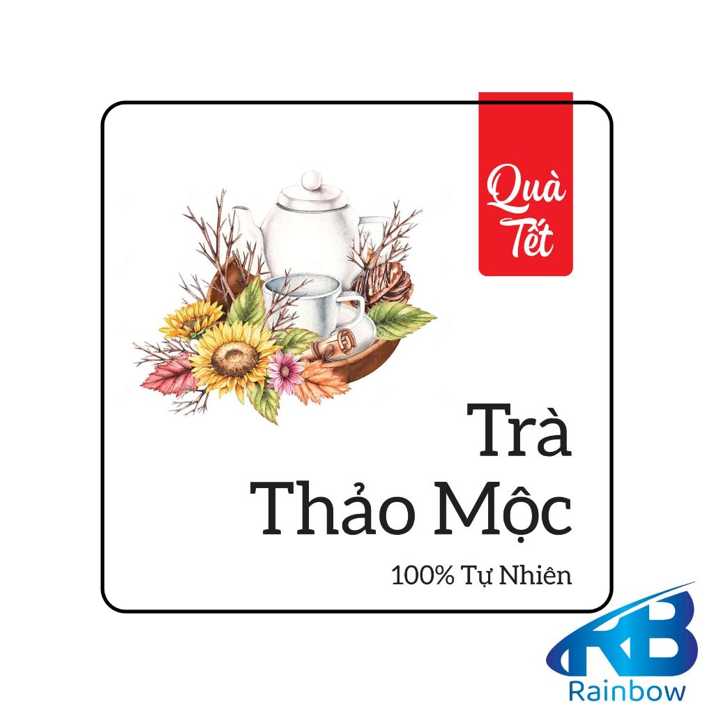 Set 30 Tem tết hạt điều dán hộp, hủ, chai, lọ đựng mứt Tết, khô, hộp quà tặng.