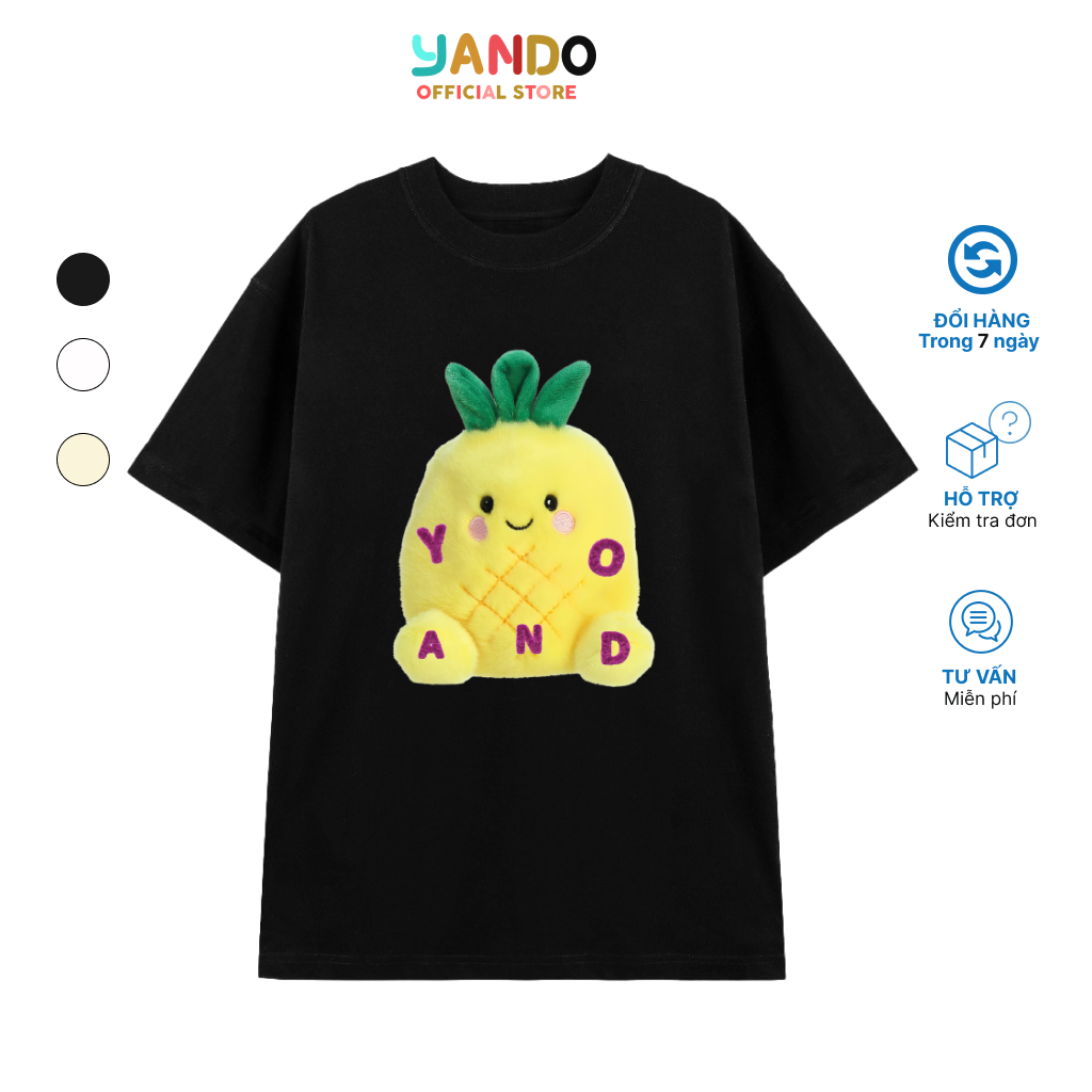 Áo thun YANDO cá mập Baby Pineapple unisex nam nữ form rộng cổ tròn ulzzang BABY SHARK Cotton 100% 250GSM Local Brand