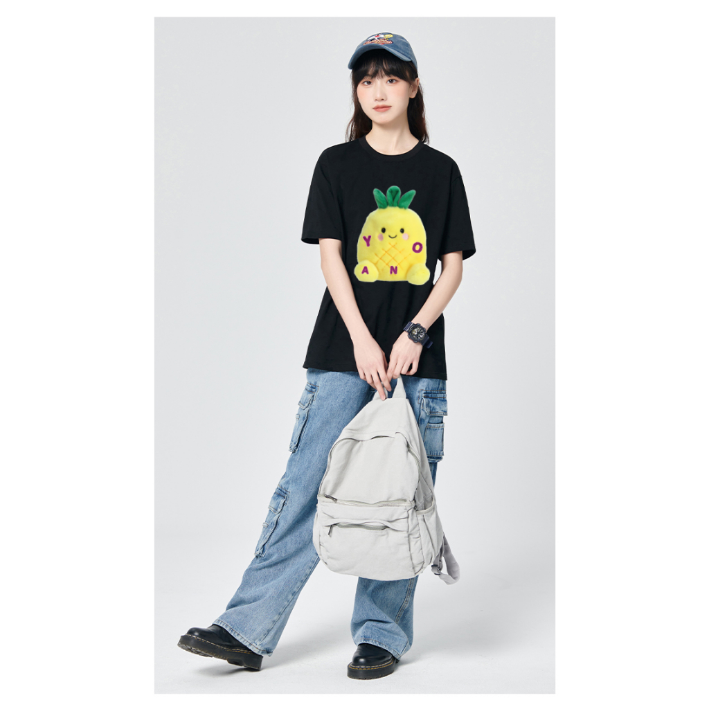 Áo thun YANDO Baby Pineapple unisex nam nữ form rộng cổ tròn ulzzang BABY SHARK Cotton 100% 250GSM Local Brand