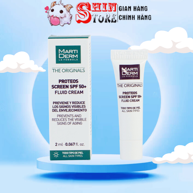 Size Mini Kem chống nắng Martiderm 2ml dành cho da dầu da mụn và da nhậy cảm duy trì độ ẩm cải thiện sắc tố da SPF50+