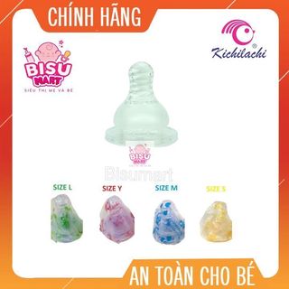Núm vú silicon siêu mềm cổ hẹp Kichilachi Size S, M, L, Y