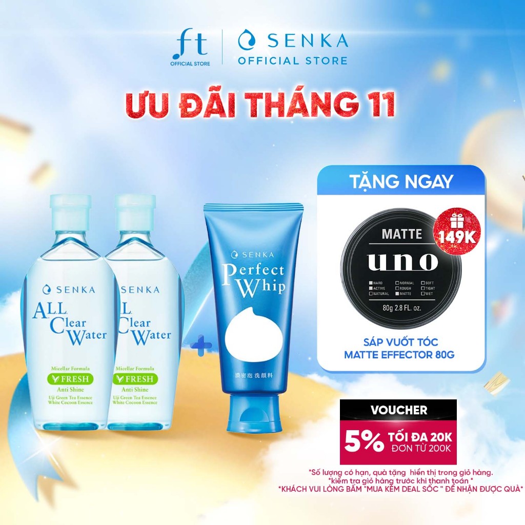 Combo 3 bảo về và làm sạch da ( perfect whip 120g + UV milk 40ml + Fresh 230ml)