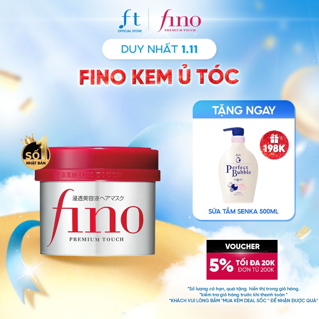 Kem ủ tóc cải thiện tóc hư tổn Fino Premium Touch 230g