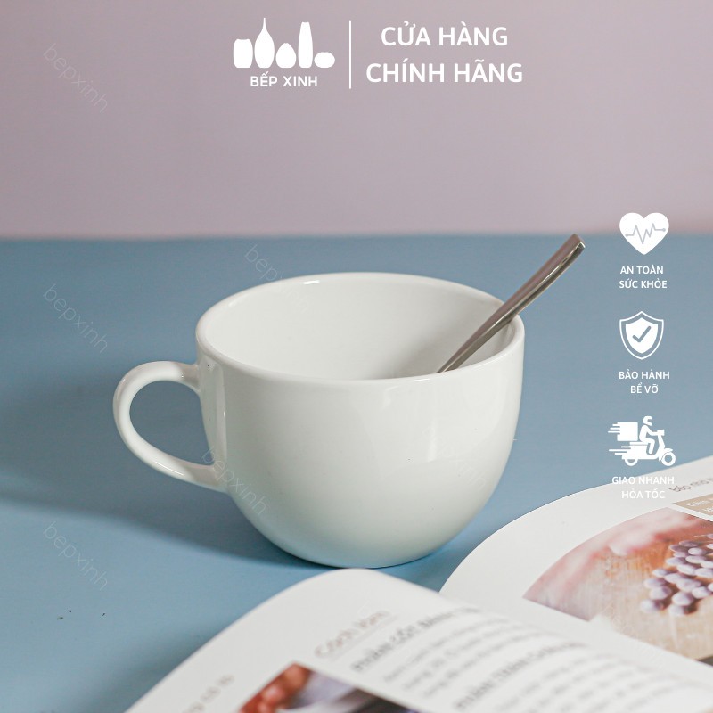 Set ly cà phê cappuccino kèm dĩa lót sứ in chữ Goodmorning - Sứ Dílo