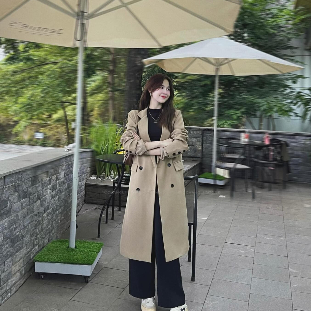 Áo khoác mangto nữ dáng dài 2 lớp, áo khoác nữ dáng dài chất xịn