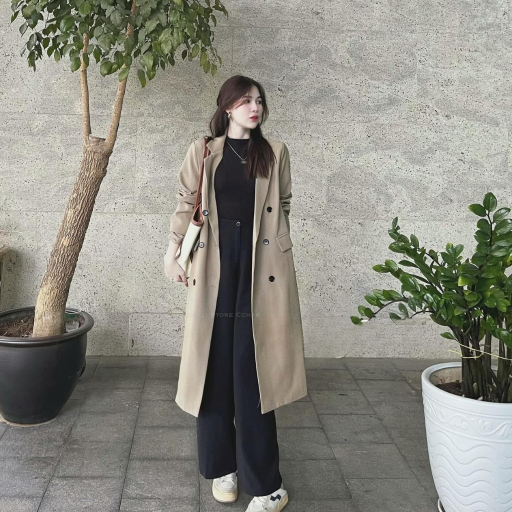 Áo khoác mangto nữ dáng dài 2 lớp, áo khoác nữ dáng dài chất xịn