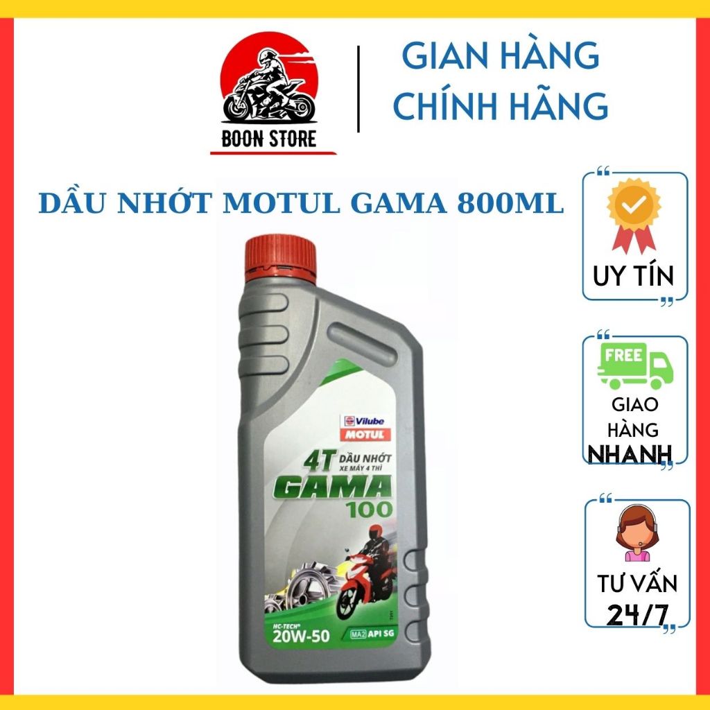 Dầu nhớt Gama Motul 20W-50 xe số, dầu máy Gama 800ml Hàng Chuẩn Chính Hãng. Boon Store