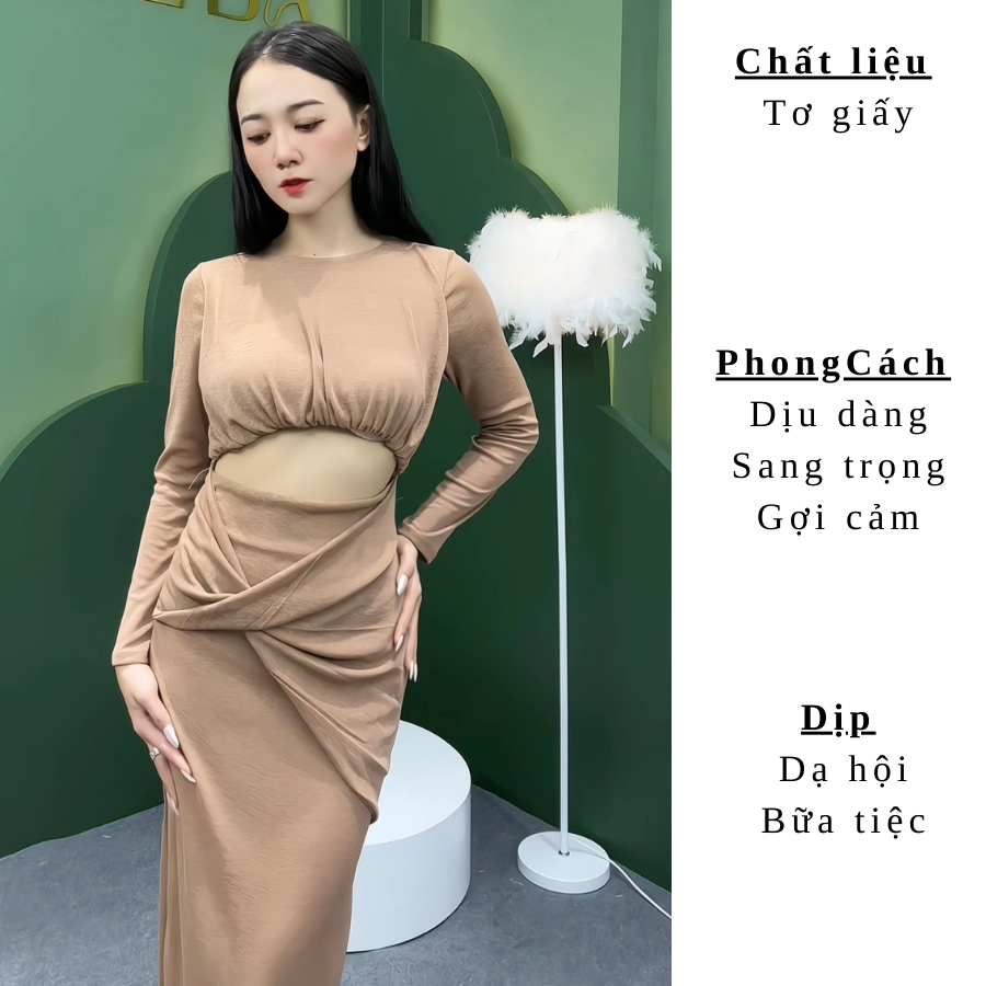 Đầm body dự tiệc tay dài 2 lớp tôn dáng sang trọng D36 Ceba Boutique