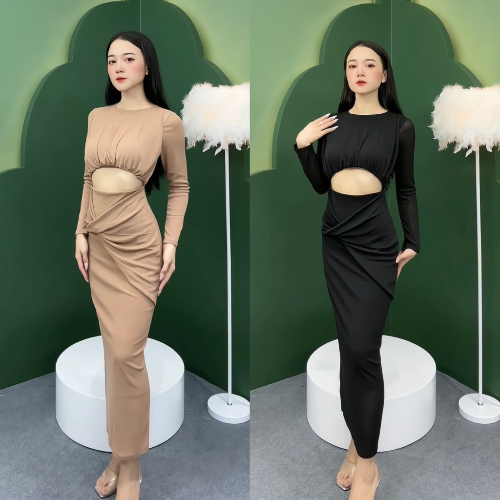 Đầm body dự tiệc tay dài 2 lớp tôn dáng sang trọng D36 Ceba Boutique