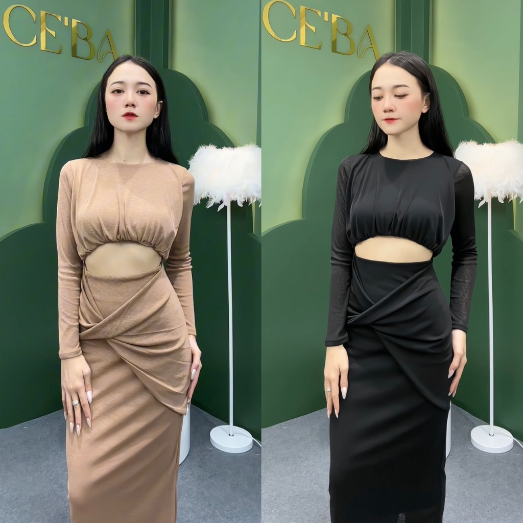 Đầm body dự tiệc tay dài 2 lớp tôn dáng sang trọng D36 Ceba Boutique