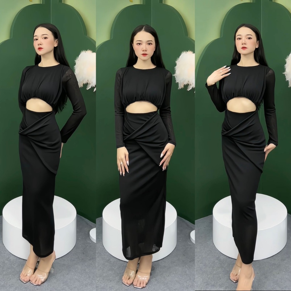 Đầm body dự tiệc tay dài 2 lớp tôn dáng sang trọng D36 Ceba Boutique