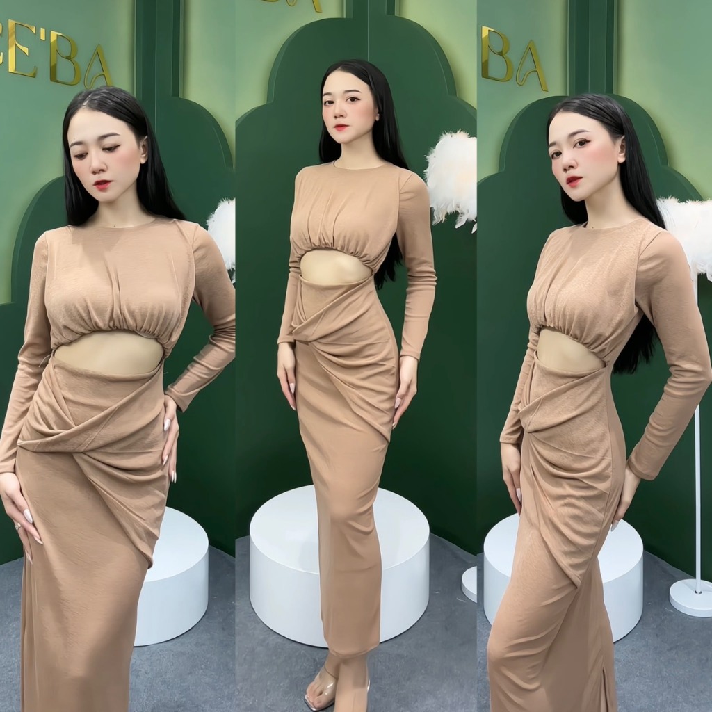 Đầm body dự tiệc tay dài 2 lớp tôn dáng sang trọng D36 Ceba Boutique