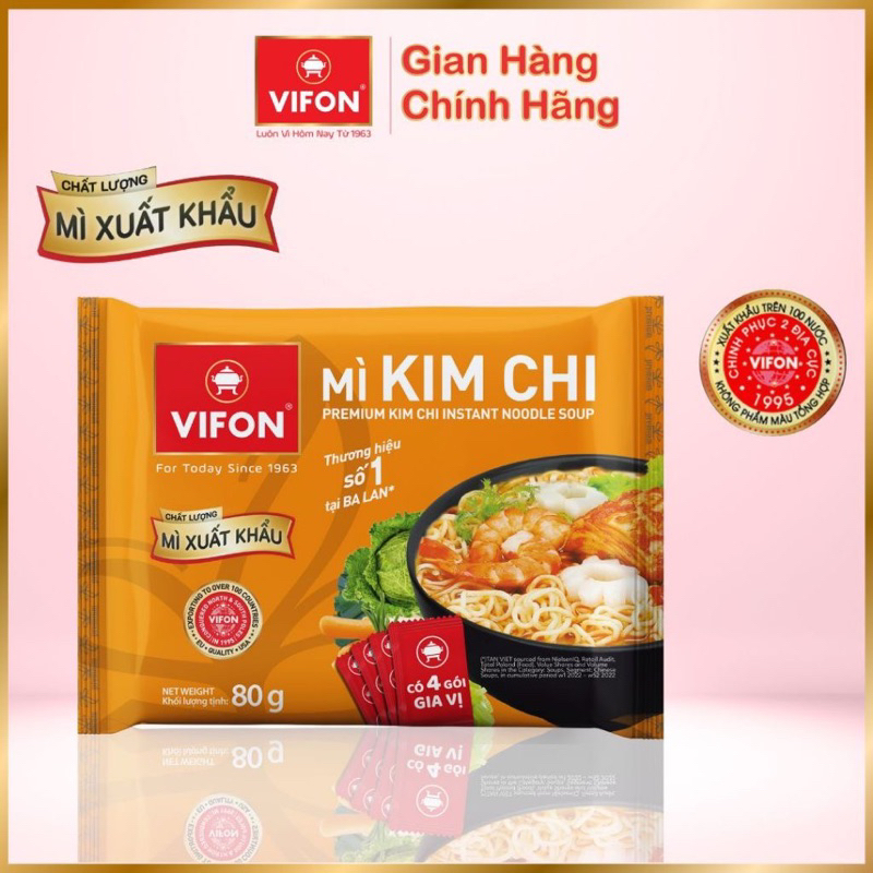 Thùng Mì Xuất Khẩu Kim Chi VIFON 20 Gói x80g