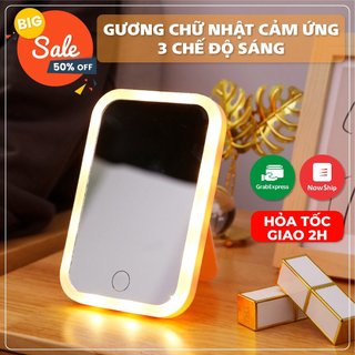 Gương trang điểm để bàn cảm ứng đèn led siêu sáng