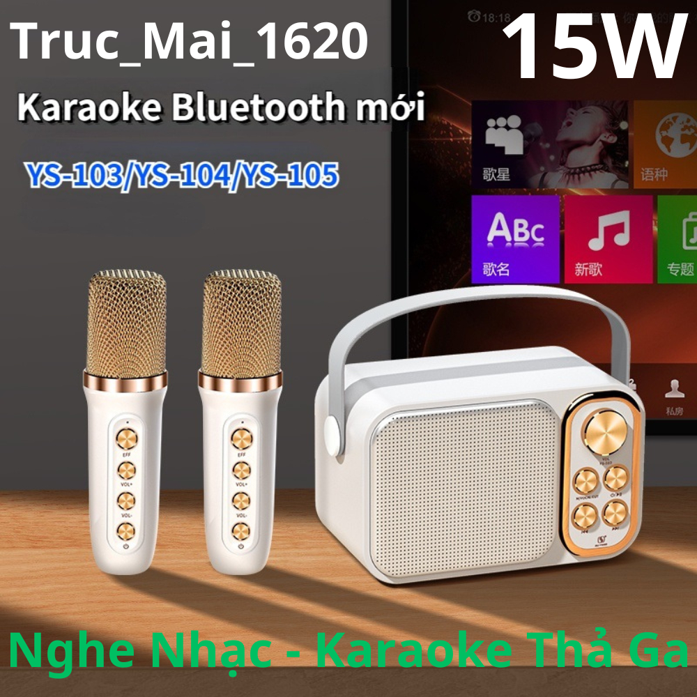 Loa Bluetooth Không Dây Karaoke Bluetooth JVJ YS-105 , Kèm 2 Micro Không Dây, Âm Thanh Siêu Hay, Bảo Hành 12 Tháng