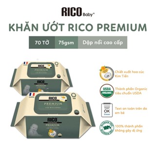 Khăn Uớt Em Bé RICO Premium Thành Phần Từ Thiên Nhiên An Toàn, Lành Tính Phù Hợp Với Mọi Loại Da, 70 tờ/gói