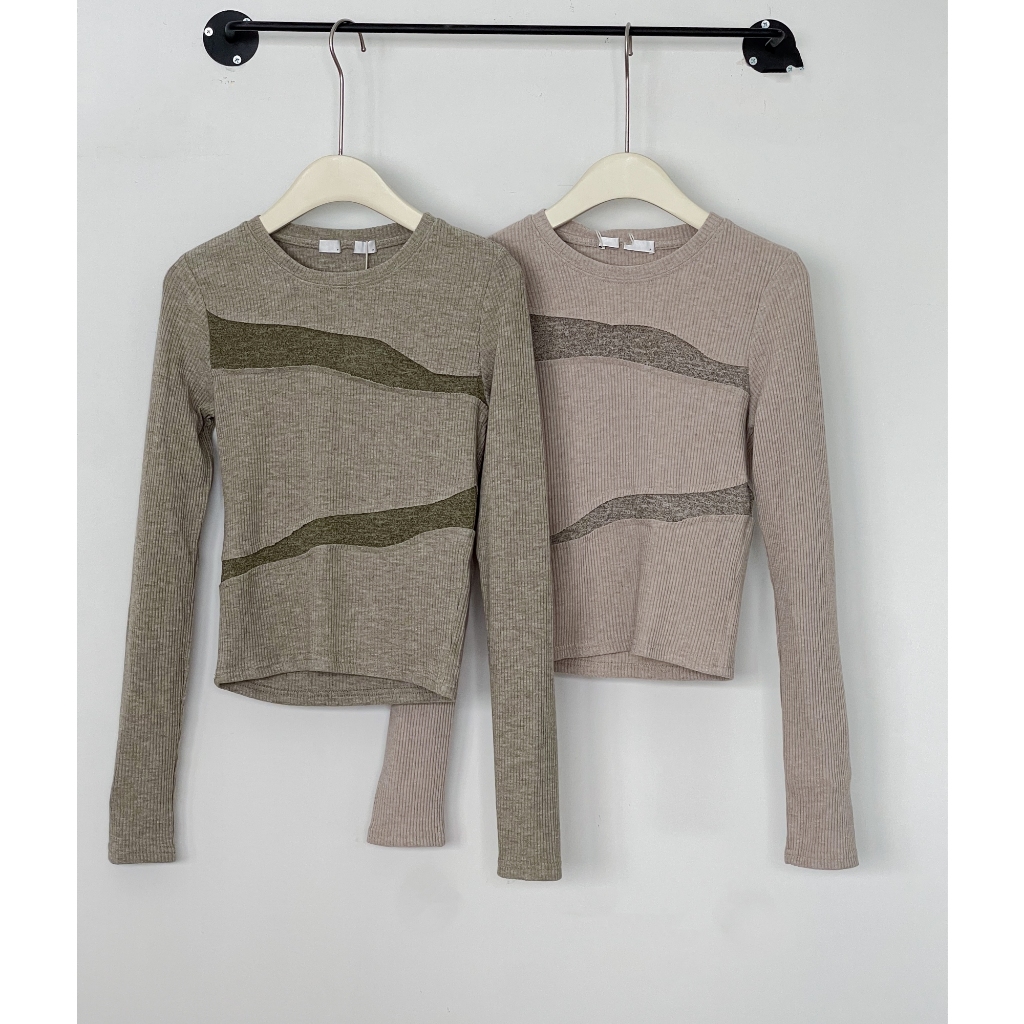Áo thun gân tay dài phối 2 màu LENclothing 10210