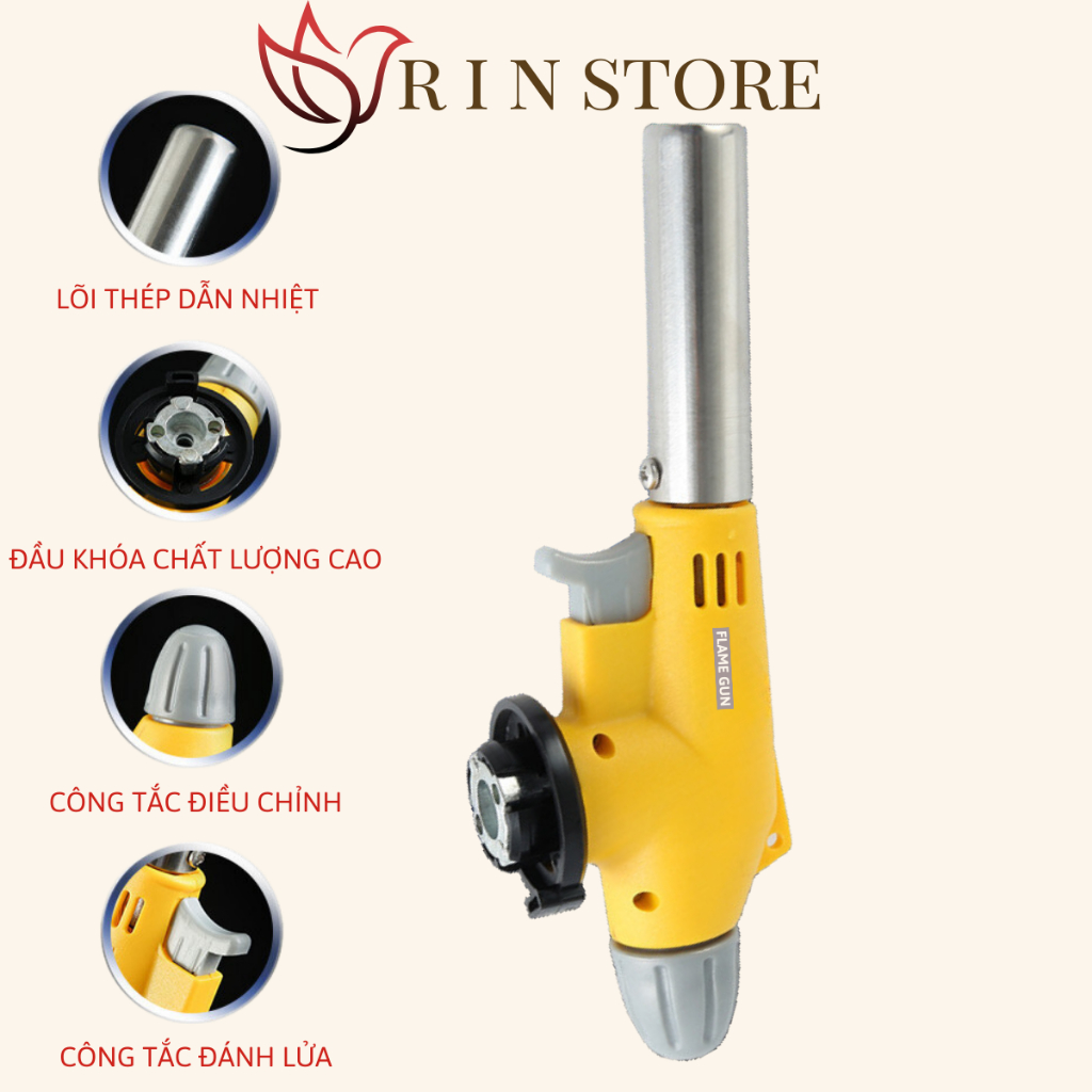 Đầu Khò Gas Mini Tự Động Chuyên Dụng Điện Tử Cầm Tay Thép Không Gỉ Có Điều Chỉnh Nhiệt Độ Tiện Lợi RIN