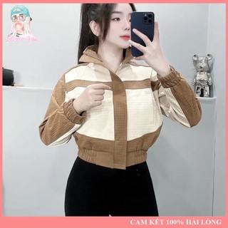 Áo Khoác Thun 2 Da Phối Màu Dập Caro Cổ Trụ 4 Túi Dưới 60KG BUBBLE GUM